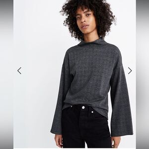 Madewell Wide-Sleeve Mockneck Top in Glen Plaid